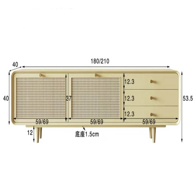 Nordic simple luxury solid wood living room coffee table cabinet combined large capacity TV shelf
