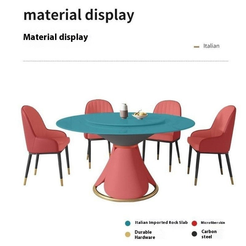 BKK Ready StockModern Luxury Round Marble Dining Table Set with Rotating Base Premium Italian Style For home use