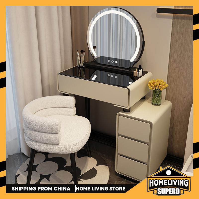 Solid Wood Table Cabinet, All In One Rock Board Dressing Table, Multipurpose, Large Capacity