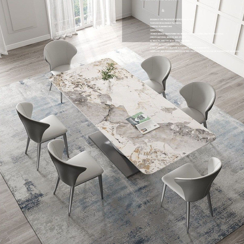 Modern Luxury Italian Moon Pattern Dining Table in Slate Gray