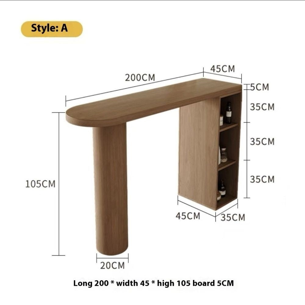 Solid wood home against the wall high long bar coffee simple living room balcony partition check cabinet table