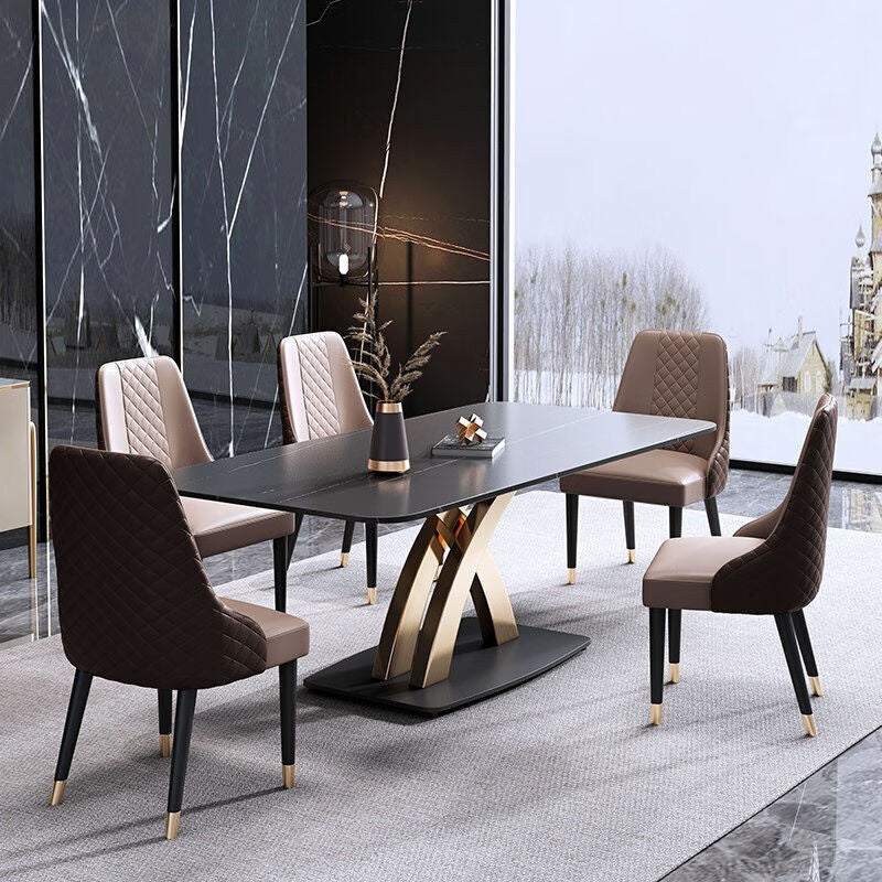 Marble dining minimalist style, luxurious modern square table, Italian design, compact size for condos.