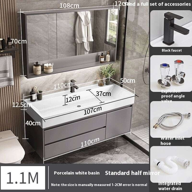 QW- Stone Basin Smart Mirror Bathroom Storage Cabinet