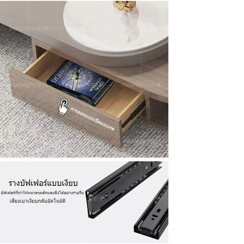 Light Elegant Cream Wind Color Simple Living Room Home Foldable Coffee Rounded Tea Table Eco-Friendly Solid Wood