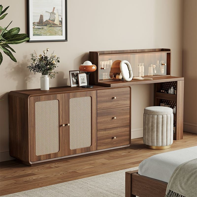 หวายทอกรอบเราสามารถทำโต๊ะเครื่องแป้งตู้หนึ่งโต๊ะเครื่องแป้งห้องนอนหลักมุมได้