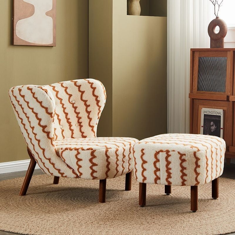 Single sofa, fleece leisure chair with footrest, simple living room balcony lazy sofa