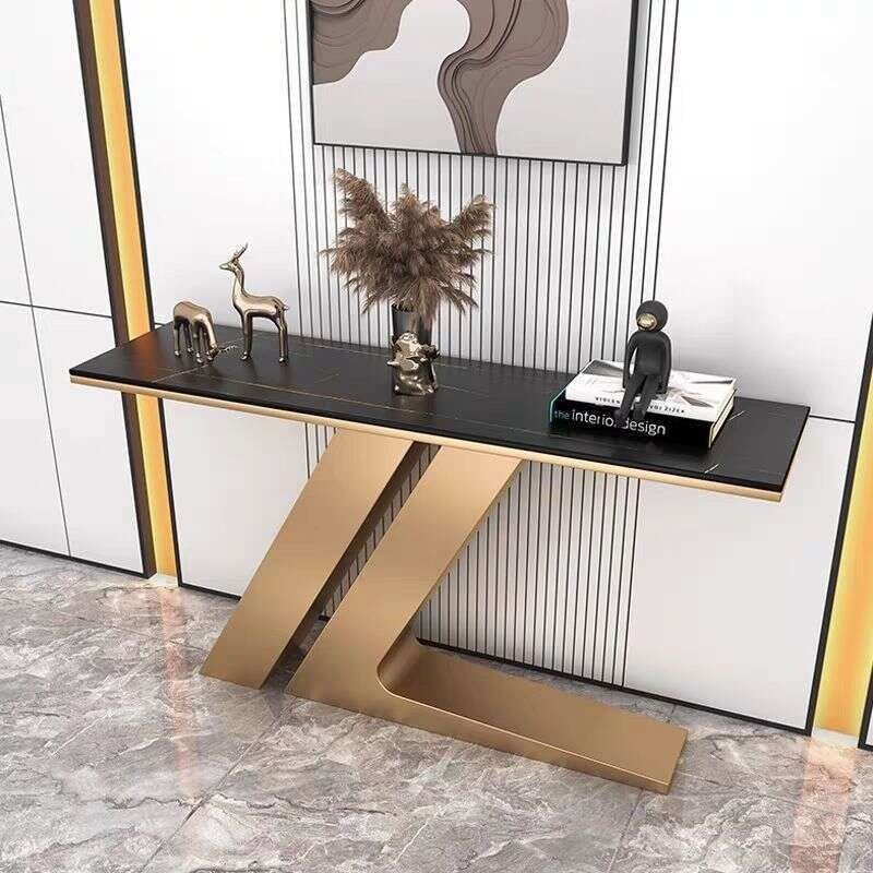Light luxury tea Italian style room divider semi-circular modern, minimalist, wall-mounted, stone console table, end table