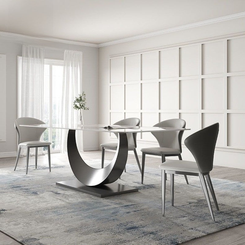 Modern Luxury Italian Moon Pattern Dining Table in Slate Gray
