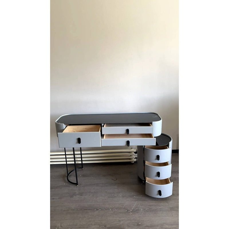 Simple solid wood smart bedroom table, multi-purpose dressing table with mirror, complete set