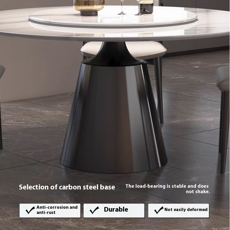 Elegant and simple marble dining table with round rotating base, modern Italian style, premium grade for families.