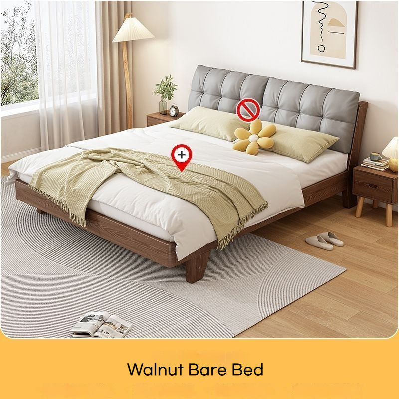 Nordic Solid Wood Full Single 1m x2m Cream Wind Big Bedroom Modern Soft Pack Small Double Bed