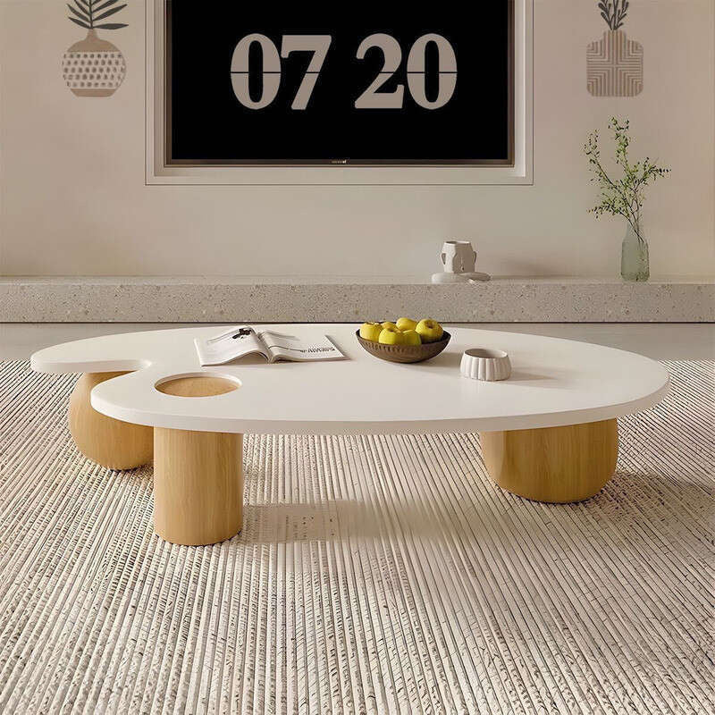 โต๊ะกาแฟ Nordic Modern Clouds Tea Table โต๊ะชาครีมสำหรับห้องนั่งเล่นที่บ้านเรียบง่ายบันทึกรูปร่างพิเศษ