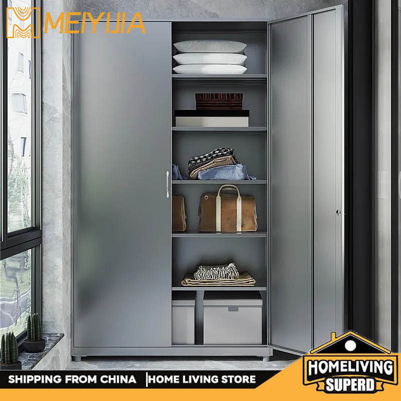 wardrobe 304 Stainless Steel Balcony Storage Clothes Changing Shoe Cabinet, Shelves, Multi-layer Bedroom Shelves