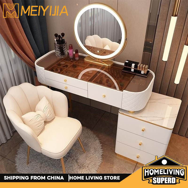 Bedroom Clear Glass Nordic Style Small Simple Dressing Storage Cabinet Table