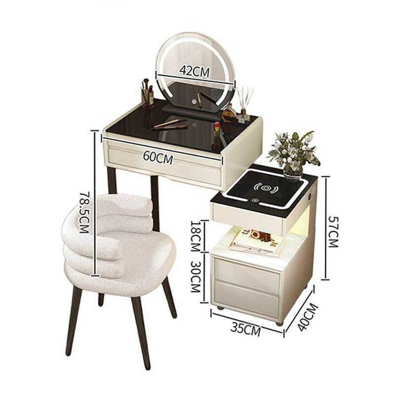 สมาร์ทเพิ่มเติมโต๊ะเครื่องแป้งไร้สายชาร์จห้องนอนแต่งหน้าตู้เพียงหนึ่งเดียวที่เรียบง่าย
