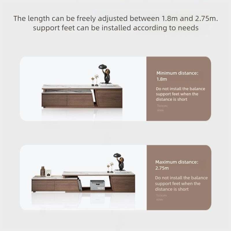 Modern Stone Coffee Table Combo Living Room Light Luxury Stretch Shelf TV Cabinet
