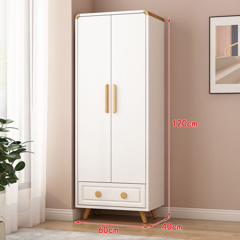 Solid Wood Bedroom Double Open Door Storage Cabinet Simple Wardrobe Multiple Sizes