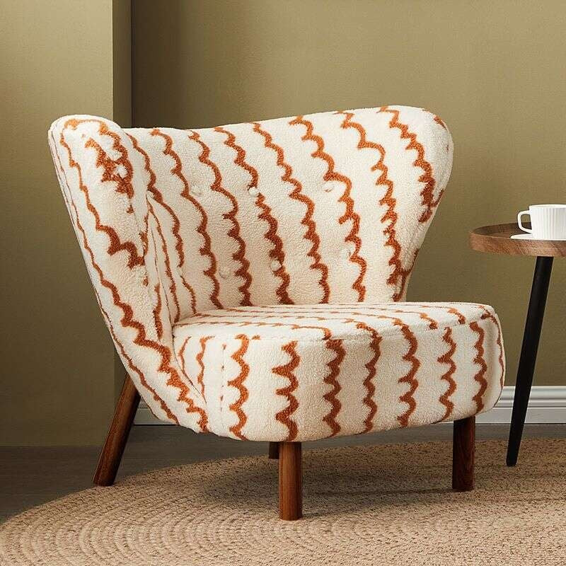 Simple Design Vintage Feeling Single Leisure Chair Sheepskin Jacquard Living Room Balcony Lazy Sofa