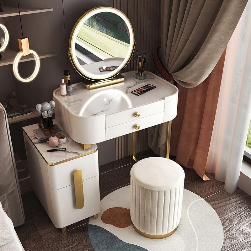 Modern Simple Dressing Table Bedside Storage Cabinet Bedroom Makeup Multifunctional Mirror Chair