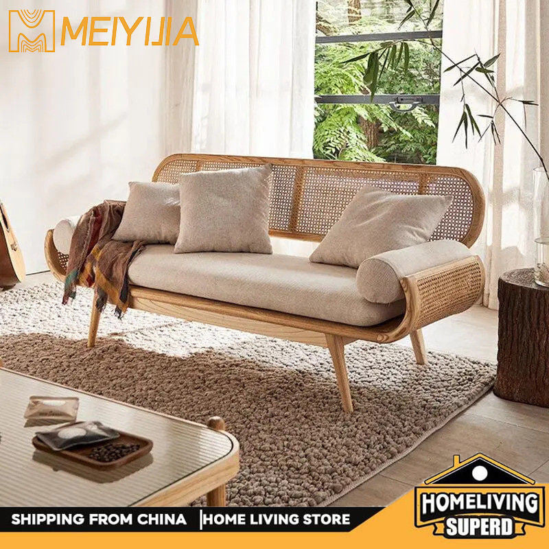 French Solid Wood Knitted Sofa Lazy Living Room Rattan Creative Small Indoor Leisure Chair