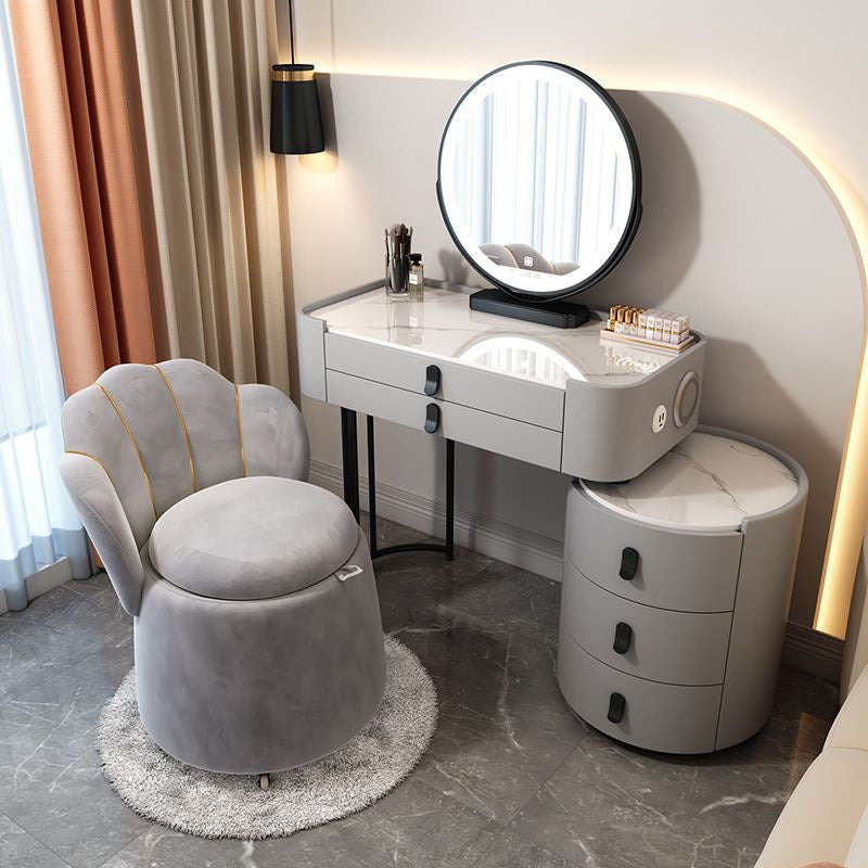 Simple solid wood smart bedroom table, multi-purpose dressing table with mirror, complete set