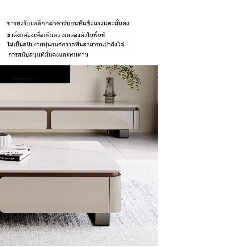 Nordic light luxury modern glossy stone coffee table TV cabinet living room floor combination small home type