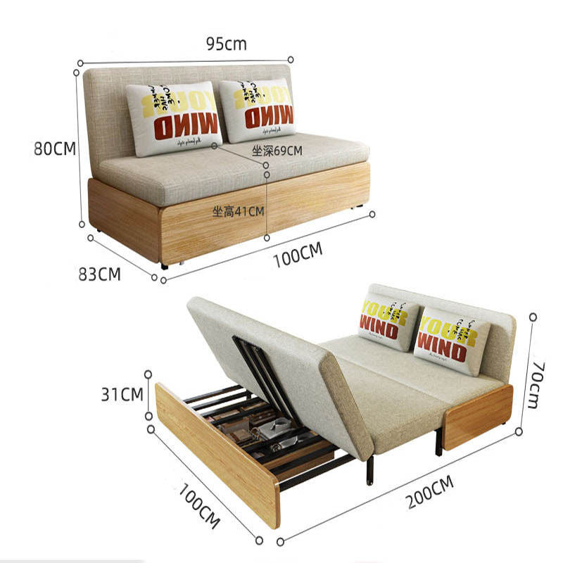 ตู้เสื้อผ้าโซฟาพับได้ห้องนั่งเล่นแบบ Dual Use ห้องเดี่ยวขนาดเล็กเตียงคู่สามารถเก็บโซฟาเตียงได้