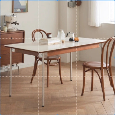 Nordic Style Dining Set with Solid Wood Top Square Table and Chairs