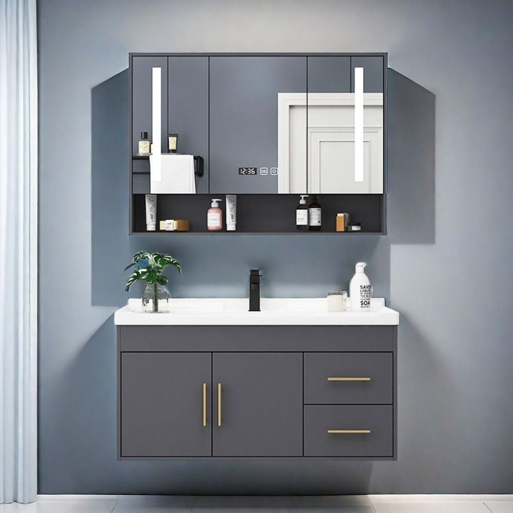 QW- Bathroom Smart Cabinet Modern Simple Ceramic Integrated Basin Washbasin Washstand Set