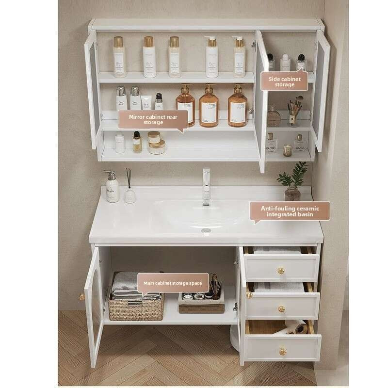 QW- Smart glass cabinet for bathroom storage, width 40 cm.