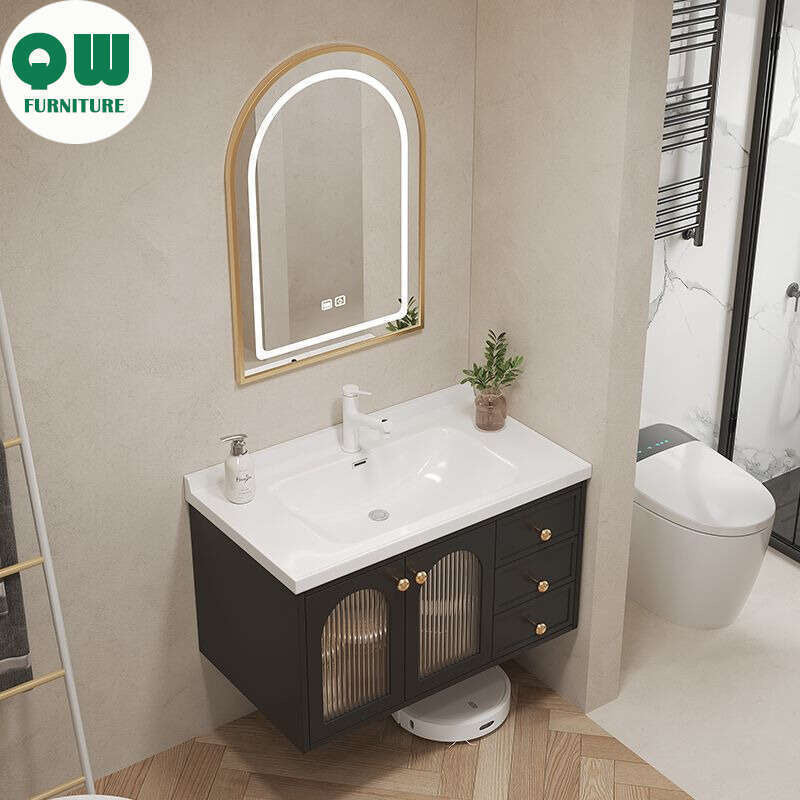 QW- Smart glass cabinet for bathroom storage, width 40 cm.