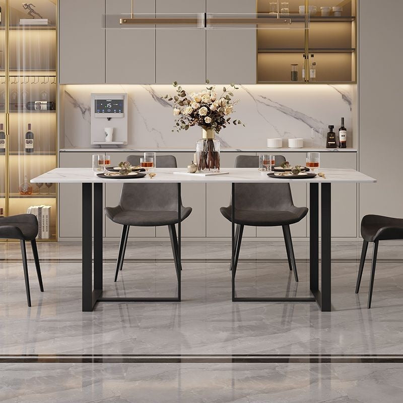 Marble dining table, chair set, Nordic style, square shape, modern minimalist for home.