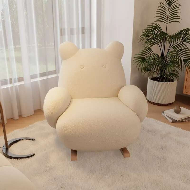 Single Rocking Living Room Little Bear Chair Leisure Cream Cute Lazy Sofa Multi-angle