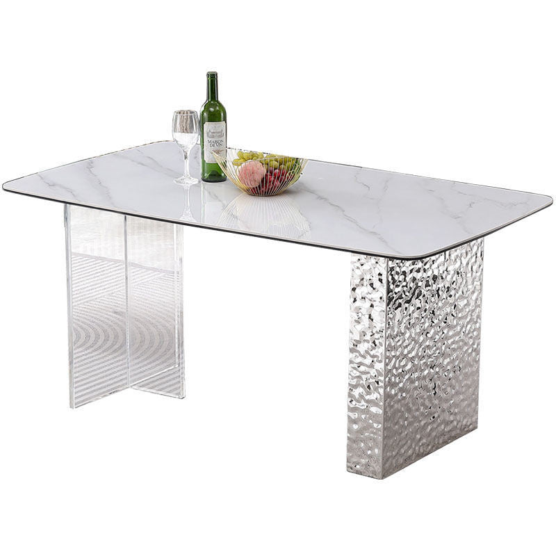 Floating Granite Dining Table/Bar Island with Acrylic and Stainless Steel Base, Water Wave Pattern
