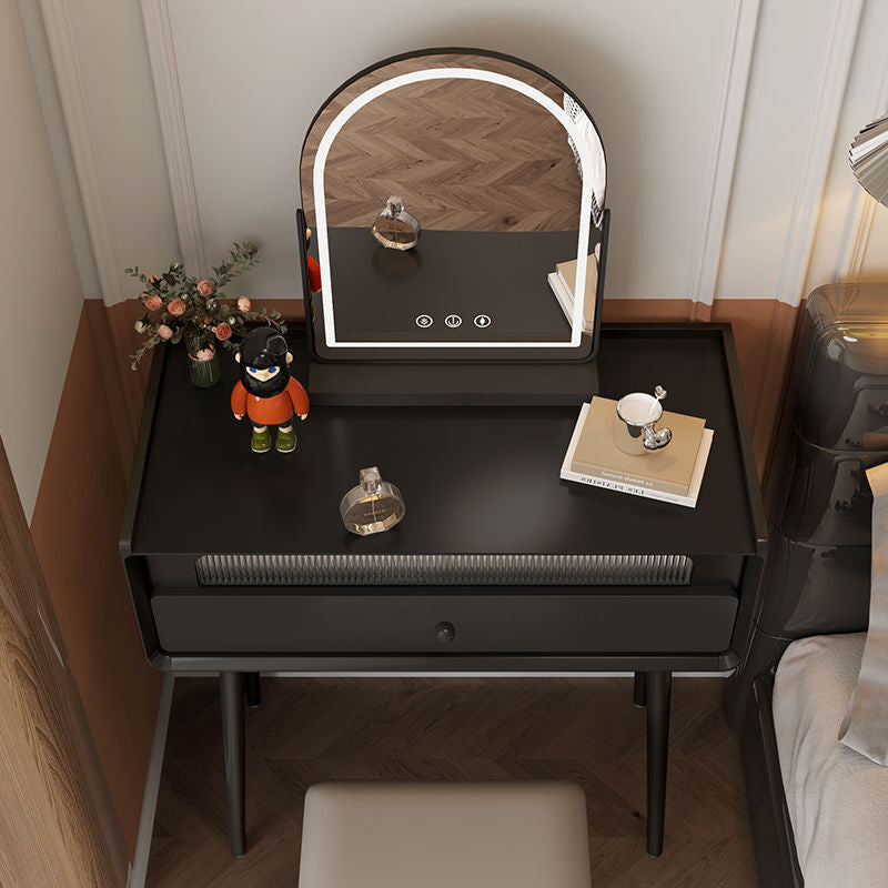 French Style One Bedroom Storage Black Multi-Functional Dressing Table with Mirror