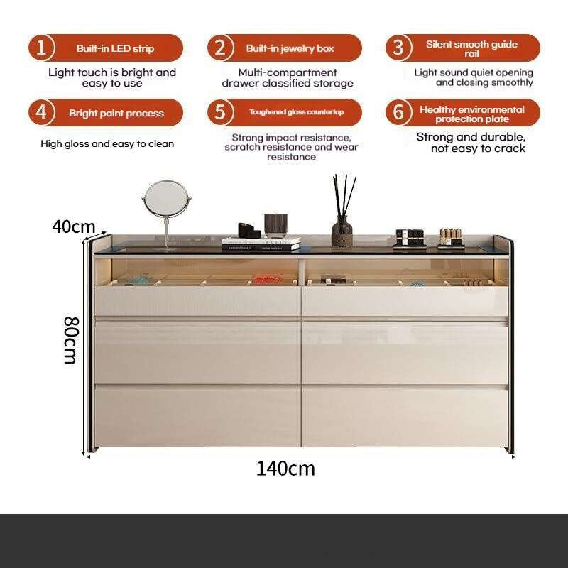 Modern simple Bedroom Storage at end of bed Elegant cabinet in the living room Wall-mounted storage cabinet, dressing table