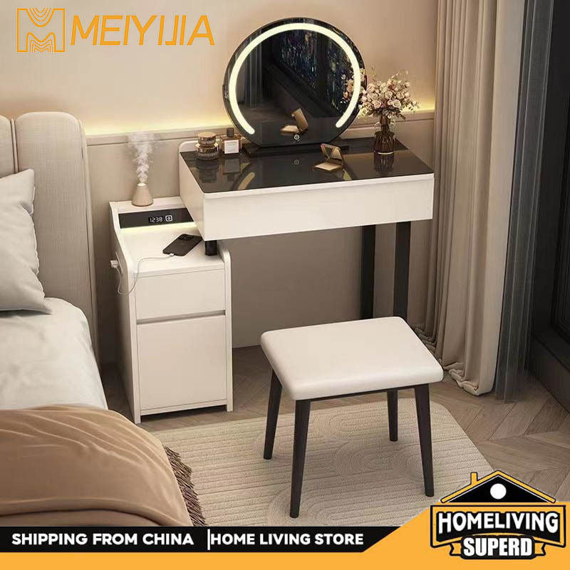 Modern Luxury Solid Wood Bedroom Dressing Table Multi-functional Storage Cabinet One Set