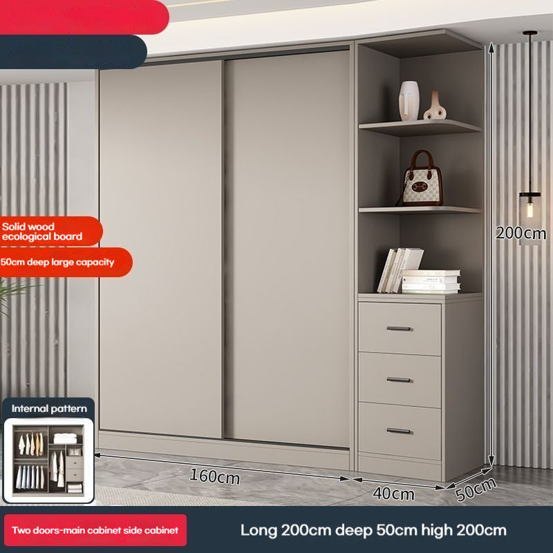 Solid Wood Home Bedroom Cream Wind Small House Modern Simple Multi-size Cabinet Top Side Wardrobe