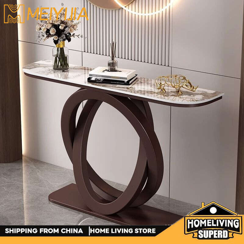 Light luxury tea Italian style room divider semi-circular modern, minimalist, wall-mounted, stone console table, end table