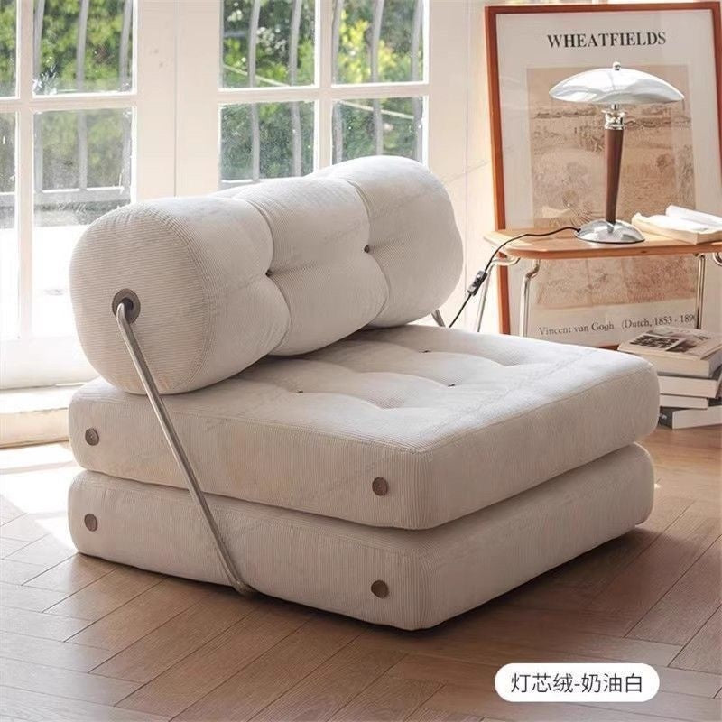 Simple Modern Fabric Living Room Lazy Sofa Foldable Single Bed Small Bedroom