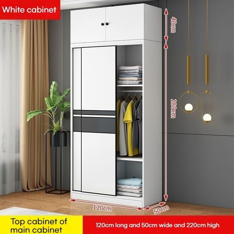 Solid wood home bedroom sliding door large wardrobe simple modern cabinet