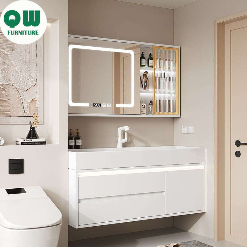 QW- Smart glass cabinet for bathroom storage, width 40 cm.
