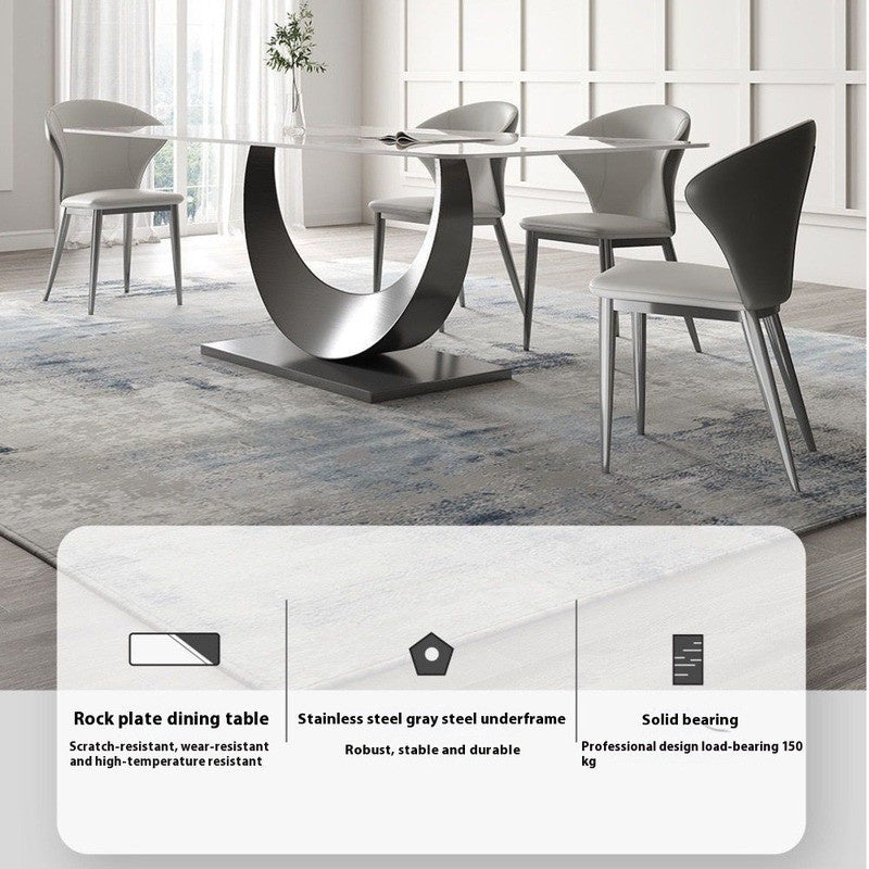 Modern Luxury Italian Moon Pattern Dining Table in Slate Gray