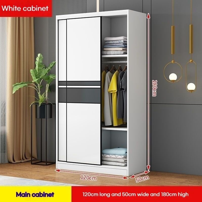 Solid wood home bedroom sliding door large wardrobe simple modern cabinet
