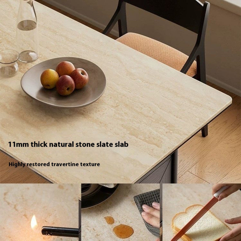 Modern villa square Premium dining table The surface is made of wood and granite. Luxurious style for use in the home.