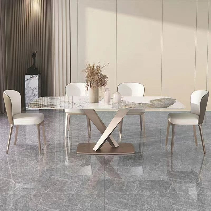 Luxurious marble dining minimalist small square table, Italian style, modern design for condos.