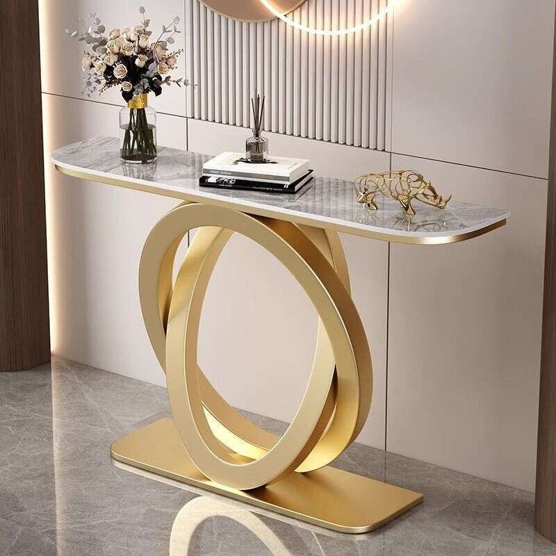 Light luxury tea Italian style room divider semi-circular modern, minimalist, wall-mounted, stone console table, end table