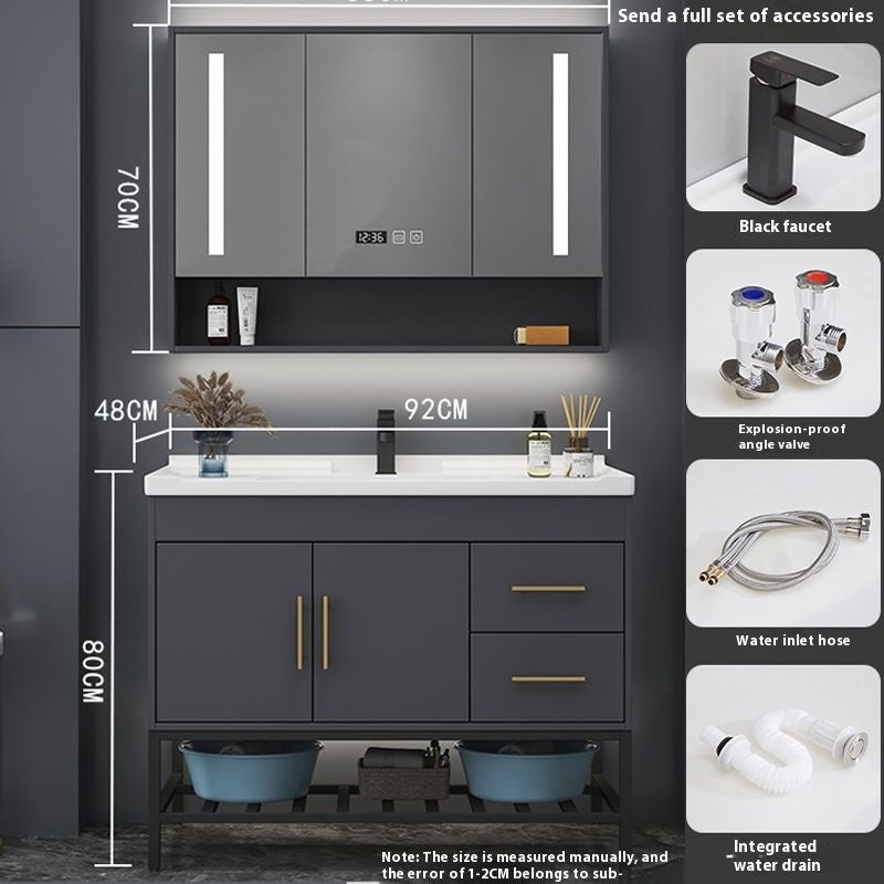 QW- Bathroom Smart Cabinet Modern Simple Ceramic Integrated Basin Washbasin Washstand Set