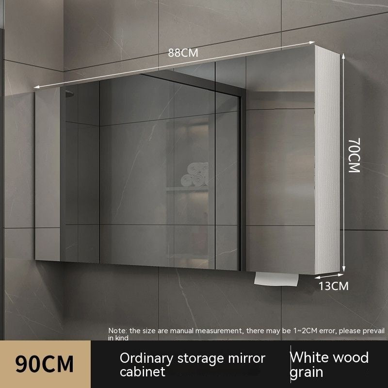 QW- Smart Solid Wood Wall Mounted Bathroom Mirror Storage Cabinet