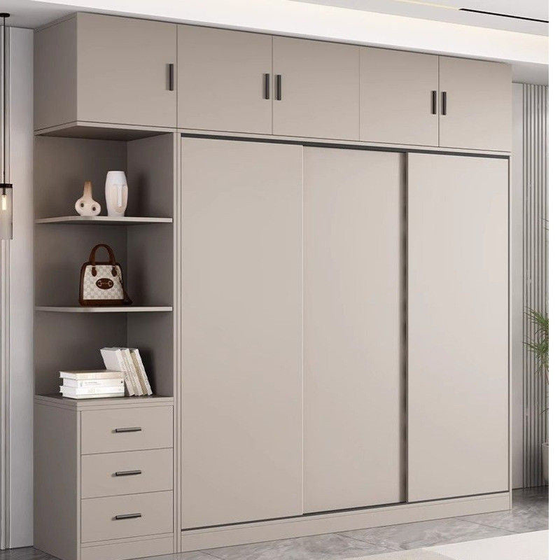 Solid Wood Home Bedroom Cream Wind Small House Modern Simple Multi-size Cabinet Top Side Wardrobe